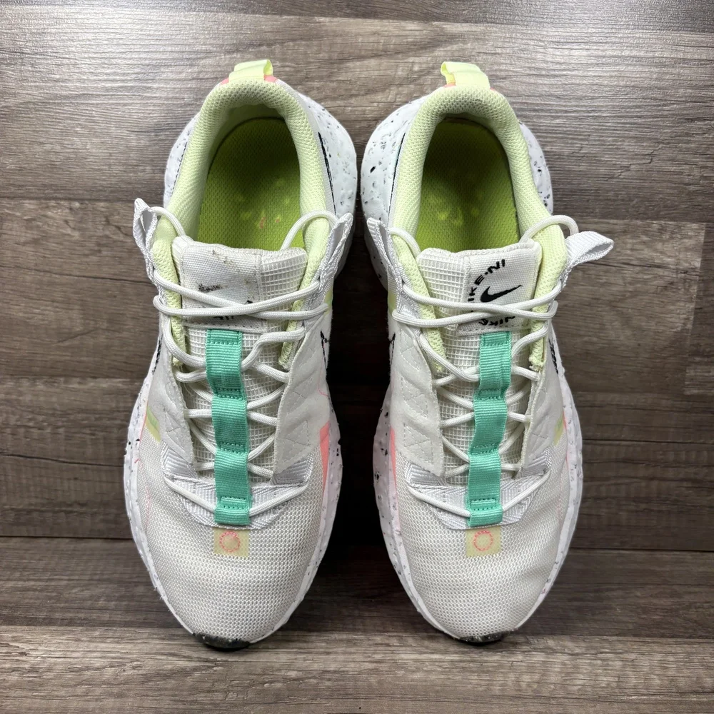 Nike Crater Impact White Pink Green Womens US Size 8.5 CW2386-101 Running Shoes